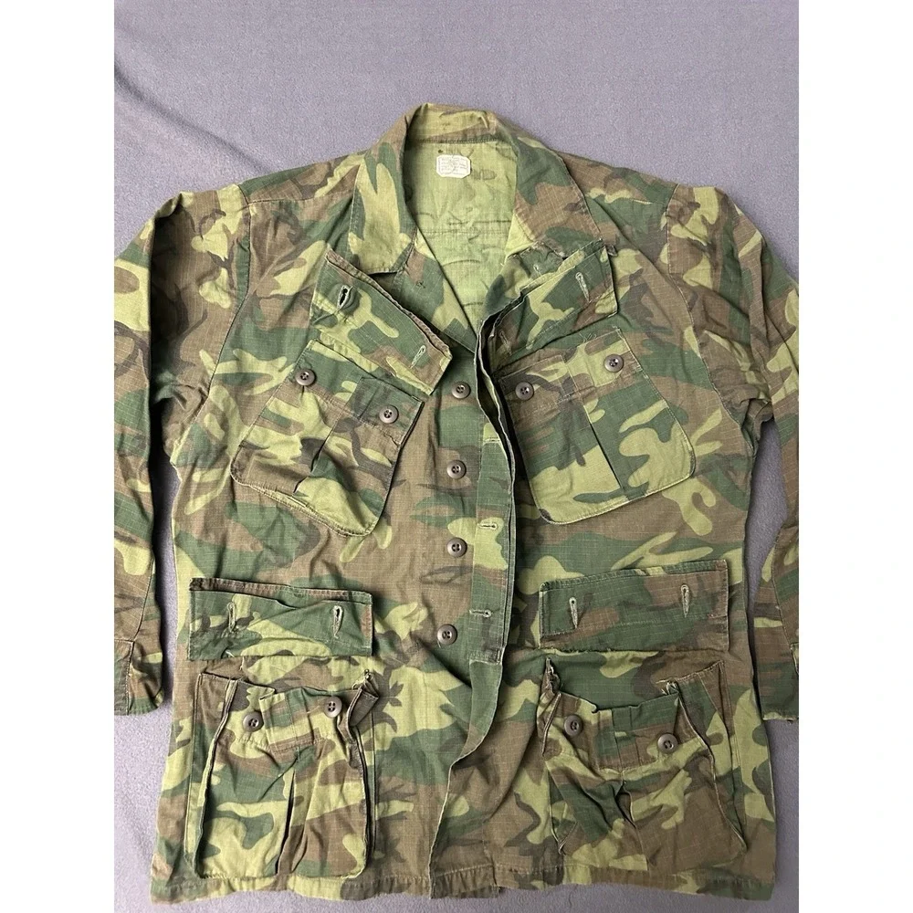 Vietnam US ARMY USMC Jungle Jacket Coat Lowland ERDL Medium Short Camouflage EUC